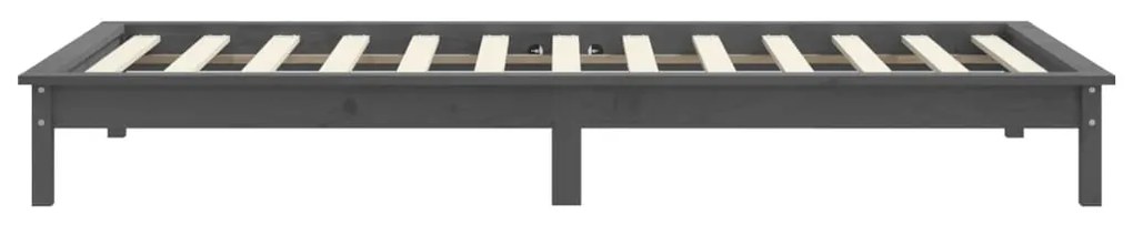 vidaXL Πλαίσιο Κρεβατιού Γκρι 100 x 200 εκ. από Μασίφ Ξύλο Πεύκου