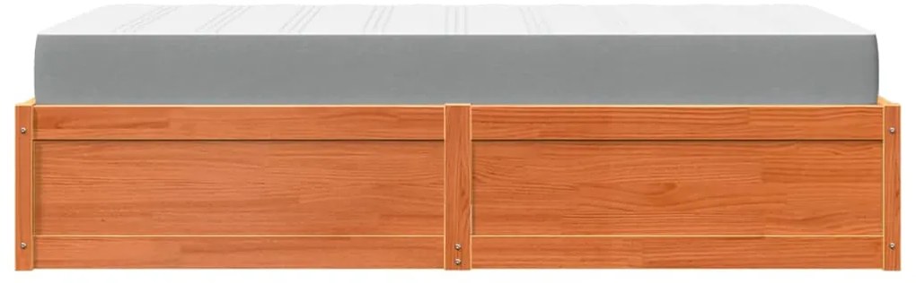 vidaXL Κρεβάτι με Στρώμα Καφέ Κεριού 100x200 εκ Μασίφ Ξύλο Πεύκου
