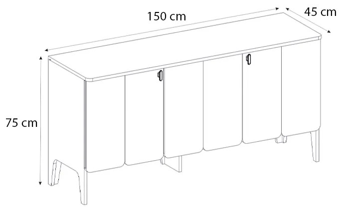 Μπουφές Pedro Megapap χρώμα ανθρακί - rota oak 150x45x75εκ.