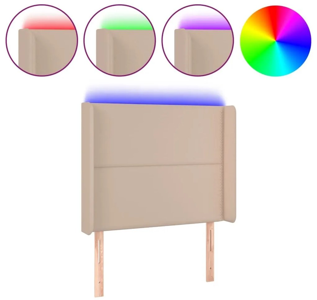 Κεφαλάρι Κρεβατιού LED Καπουτσίνο 83x16x118/128 εκ - Καφέ