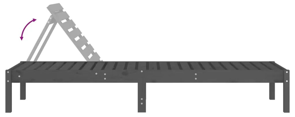 vidaXL Ξαπλώστρες 2 τεμ. Γκρι 199,5 x 60 x 74 εκ. Μασίφ Ξύλο Πεύκου