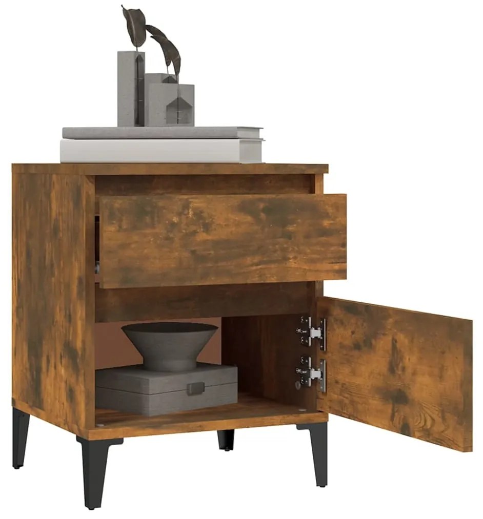 vidaXL Κομοδίνα 2 τεμ. Καπνιστή Δρυς 40 x 35 x 50 εκ.