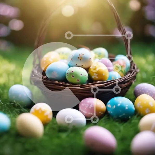 Intra Συλλεκτικό Ξύλινο Παζλ Plywood 4mm - Πολύχρωμα Πασχαλινά αυγά σε ένα καλάθι Σε Ξύλινο Κουτί - Διαστάσεις Puzzle: 10x10 cm – 25 κομμάτια