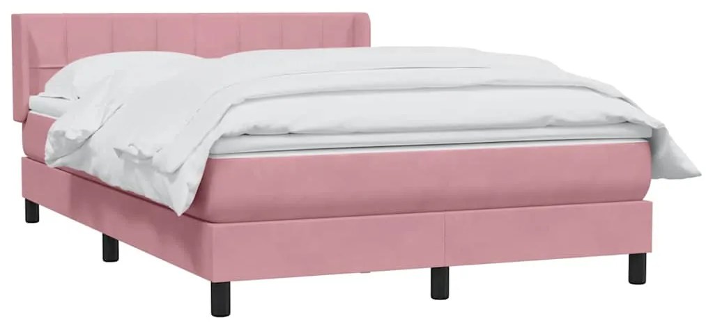 vidaXL Κρεβάτι Boxspring με Στρώμα Ροζ 140x210 εκ. Βελούδινο