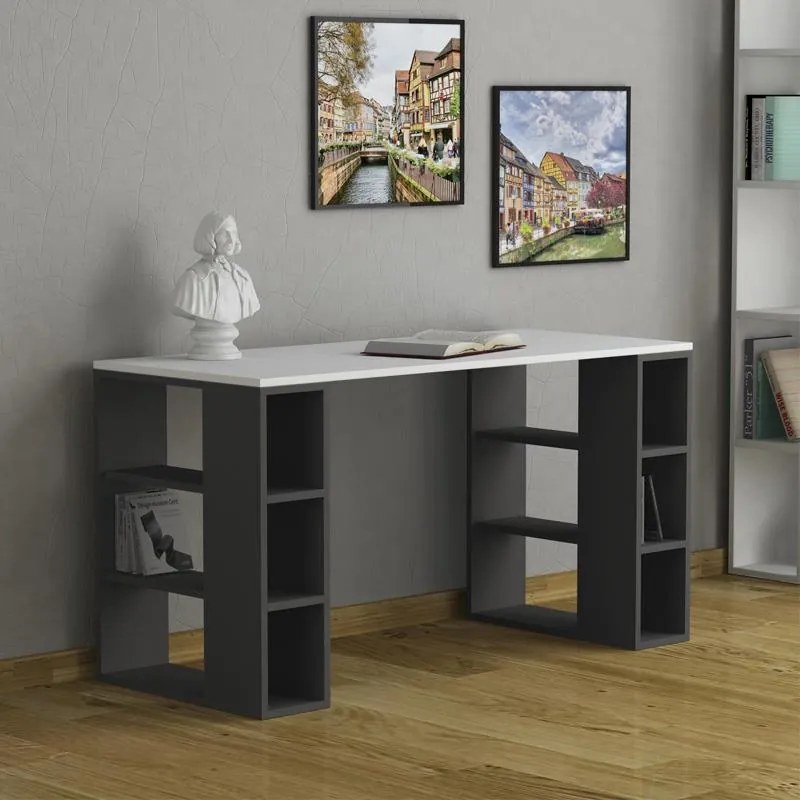 Γραφείο Colmar σε λευκή-ανθρακί απόχρωση 140x60x75εκ 140x60x75 εκ.