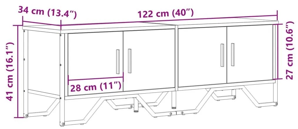 Έπιπλο Τηλεόρασης Sonoma Δρυς 122x34x41 εκ. Επεξεργασμένο Ξύλο - Καφέ