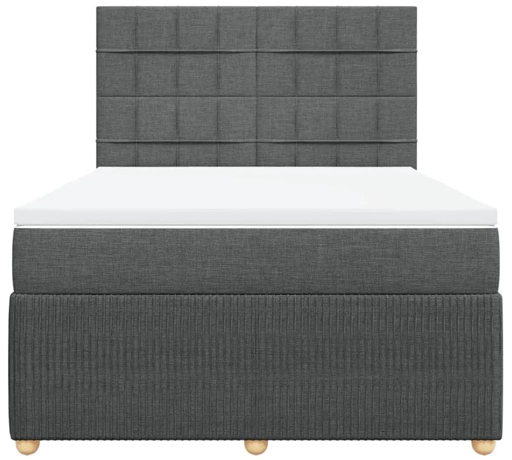 Κρεβάτι Boxspring με Στρώμα Σκούρο Γκρι 140x200 εκ Υφασμάτινο - Γκρι