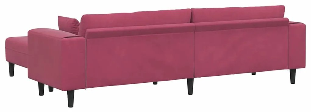 vidaXL Βελούδινος καναπές με μαξιλάρι 3 pcs Κόκκινο 208 εκ. Βελούδο