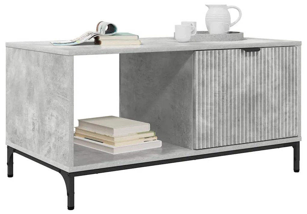 vidaXL Τραπεζάκι σαλονιού με συρτάρι Σκυρόδεμα Γκρι 90 x 49 x 46 εκ.