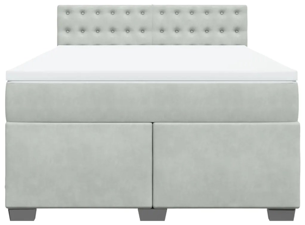 vidaXL Κρεβάτι Boxspring με Στρώμα Ανοιχτό Γκρι 160x200 εκ. Βελούδινο