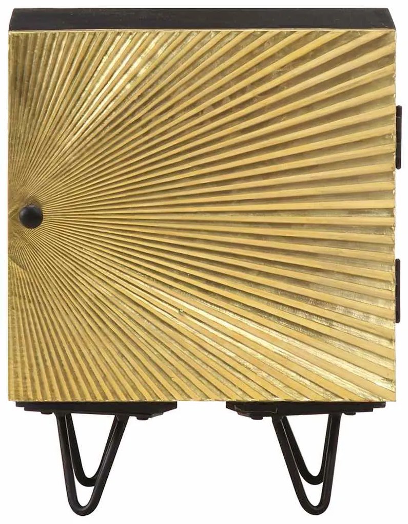 vidaXL Κομοδίνο 40 x 30 x 50 εκ. Ορειχάλκινη Πρόσοψη Μασίφ Ξύλο Μάνγκο