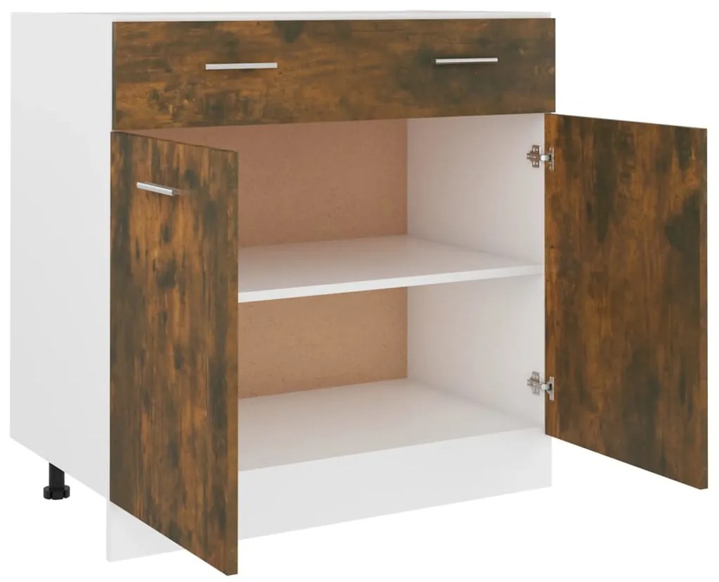 vidaXL Ντουλάπι με Συρτάρια "Lyon" Καπνιστή Δρυς 80x46x81,5 εκ. από Τεχνητό Ξύλο