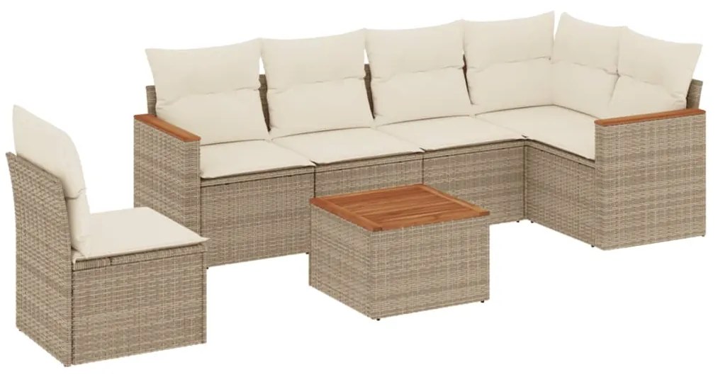 vidaXL Σαλόνι Κήπου Σετ 7 τεμ. Μπεζ Συνθετικό Ρατάν με Μαξιλάρια