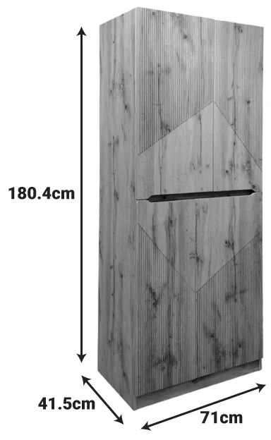 Παπουτσοθήκη-ντουλάπι Kebell pakoworld σε oak απόχρωση 71x41.5x180.4εκ
