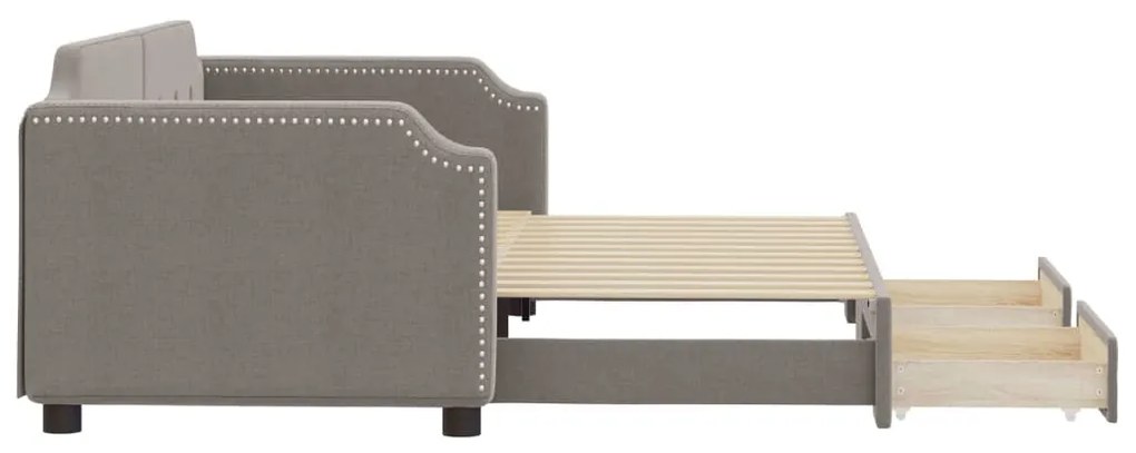 vidaXL Καναπές Κρεβάτι Συρόμενος Taupe 90x200 εκ. Ύφασμα & Συρτάρια