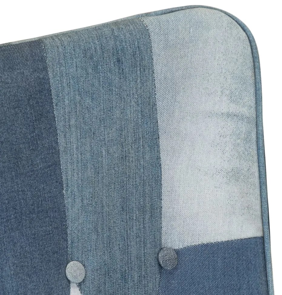 vidaXL Πολυθρόνα Μπλε Denim Patchwork από Καραβόπανο με Υποπόδιο