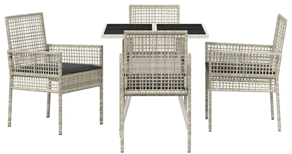 vidaXL Σέτ φαγητού για κήπο 5 pcs Ανοιχτό γκρι συνθετικό ρατάν