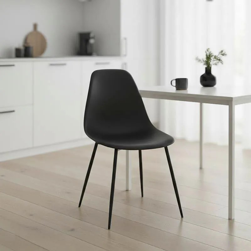 Καρέκλα Ballen pp μαύρο με μαύρα μεταλλικά πόδια 41.5x53x84.5εκ 4αδα 41.5x53x84.5 εκ.