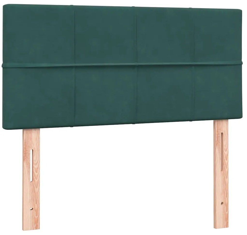 Κρεβάτι Boxspring με Στρώμα Σκούρο Πράσινο 100x210εκ. Βελούδινο - Πράσινο