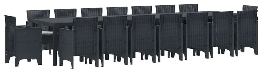 vidaXL Σετ Τραπεζαρίας Κήπου με Μαξιλάρια 17 pcs Ανθρακί PP