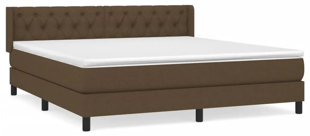 vidaXL Κρεβάτι Boxspring με Στρώμα Σκούρο Καφέ 160x200 εκ Υφασμάτινο