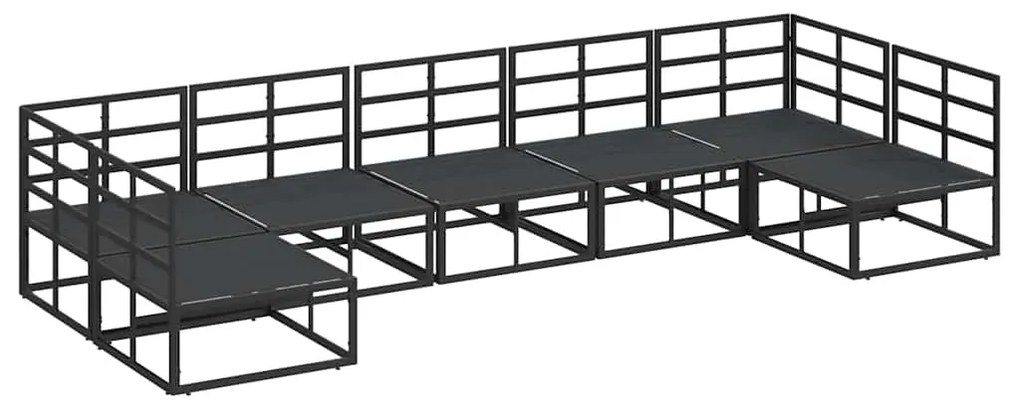 vidaXL Σετ Καναπέ Κήπου με μαξιλάρι 7 pcs Μαύρο Αλουμίνιο