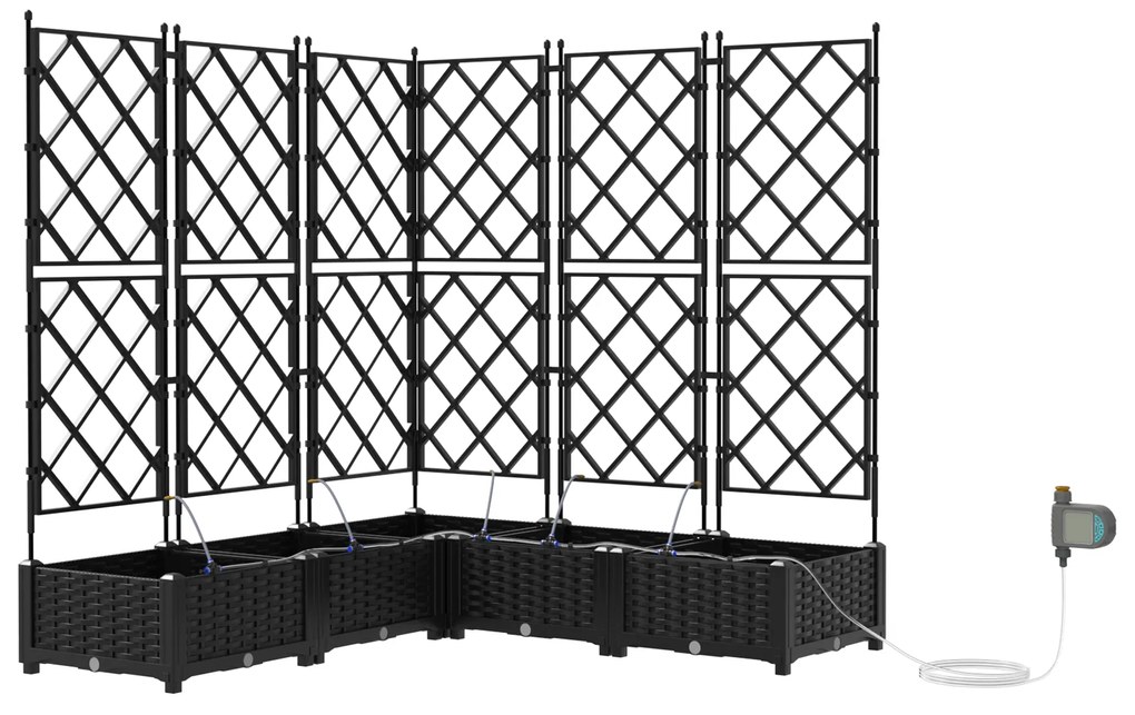 vidaXL Γλάστρες Κήπου 1 τεμ Καφασωτό Μαύρο 120 x 120 x 126 cm Πλαστικό