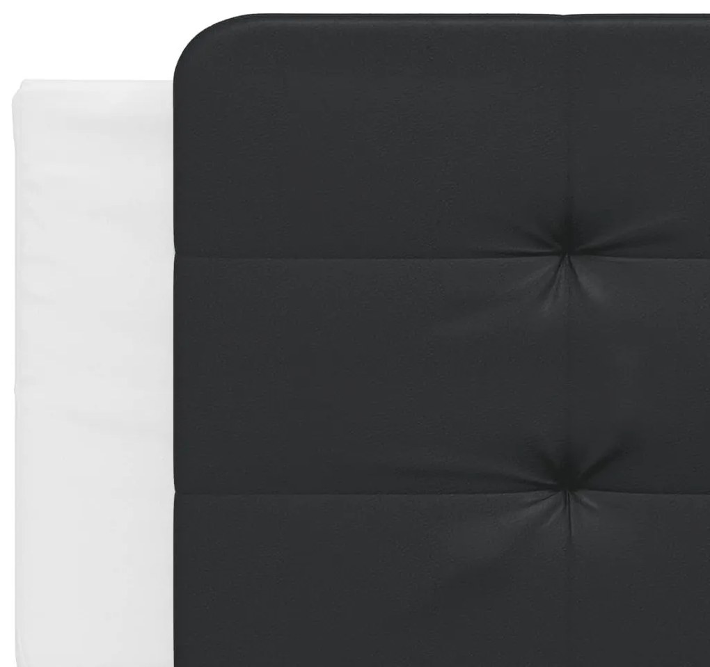 Πλαίσιο Κρεβατιού με Κεφαλάρι Λευκό/Μαύρο 200x200εκ.Συνθ. Δέρμα - Μαύρο