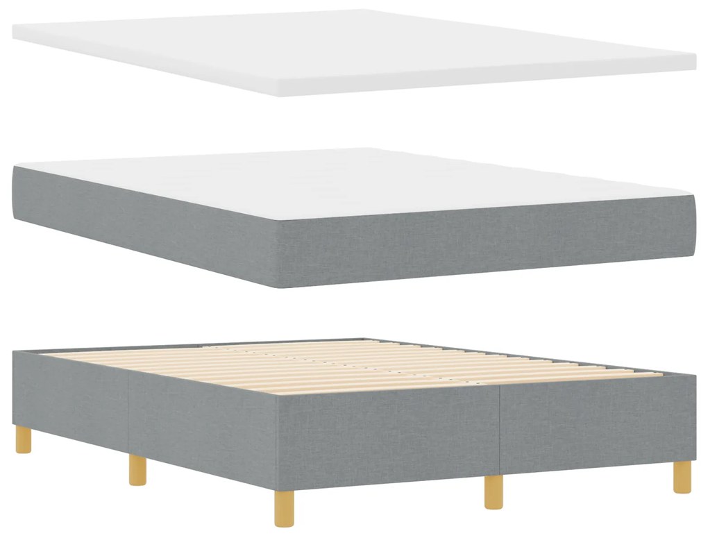 vidaXL Κρεβάτι Box Spring με στρώμα και πάγκο Ανοιχτό Γκρι 140x190 εκ Υφάσμα