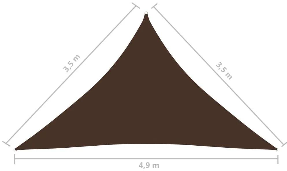 Πανί Σκίασης Τρίγωνο Καφέ 3,5 x 3,5 x 4,9 μ. από Ύφασμα Oxford - Καφέ