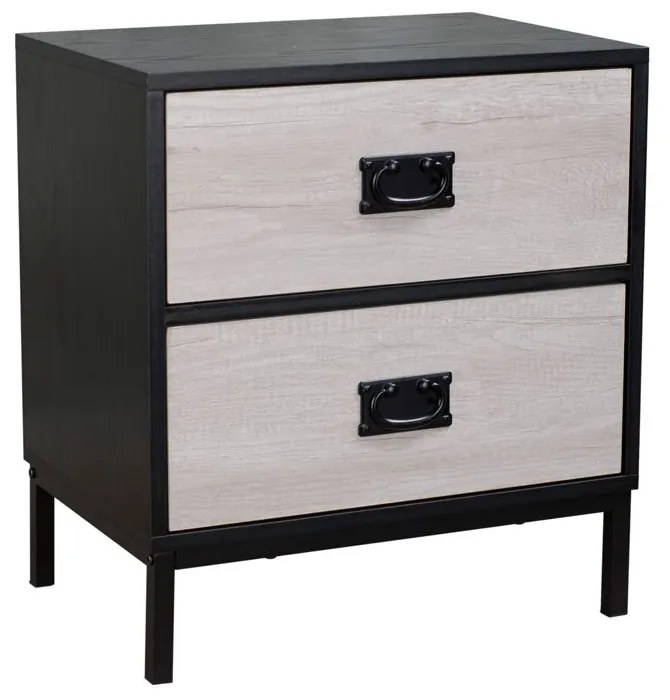 Κομοδίνο 09-1211 Factory Με 2 Συρτάρια 50x35xH55cm Black Oak - Sonoma Decape Melamine, Metal