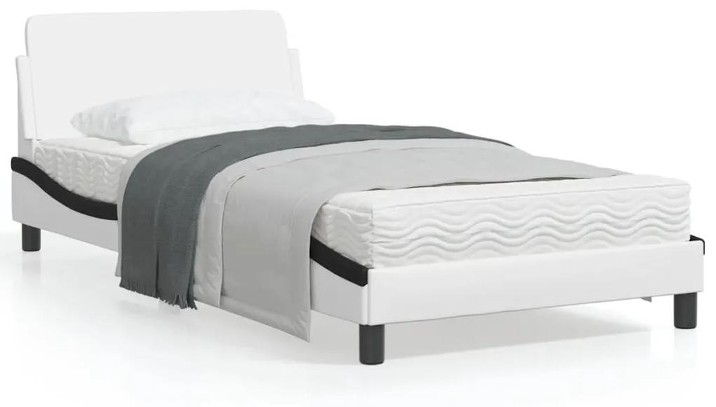 Πλαίσιο Κρεβατιού με Κεφαλάρι Λευκό/Μαύρο 100x200εκ.Συνθ. Δέρμα