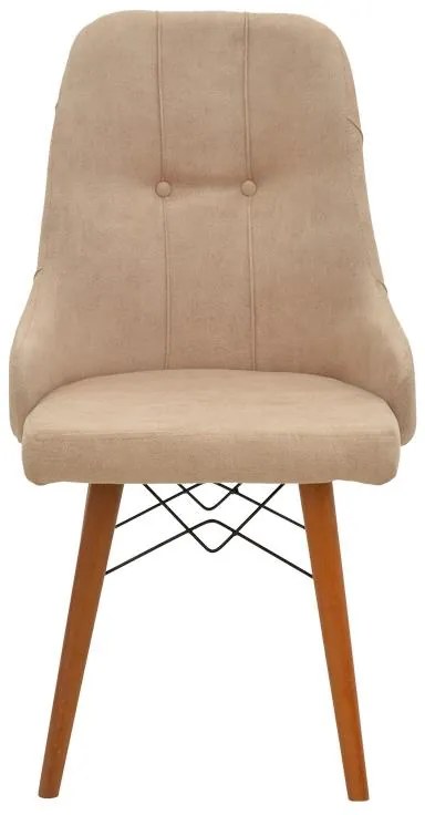 Καρέκλα Elif μπεζ ύφασμα-καρυδί πόδι 46x50x97εκ 45x50x97 εκ.