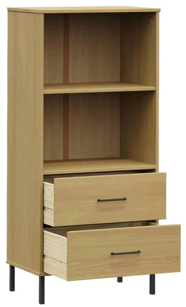 vidaXL Βιβλιοθήκη OSLO με 2 Συρτάρια Καφέ 60x35x128,5 εκ. Μασίφ Ξύλο