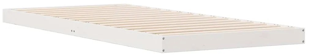 vidaXL Κρεβάτι δαπέδου Λευκό 90 x 210 cm Μασίφ ξύλο πεύκου