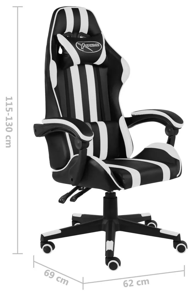 Καρέκλα Racing Μαύρο / Λευκό από Συνθετικό Δέρμα - Λευκό