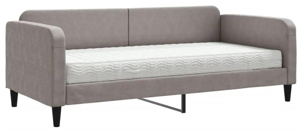 Καναπές Κρεβάτι με Στρώμα Taupe 90 x 200 εκ. Υφασμάτινο - Μπεζ-Γκρι
