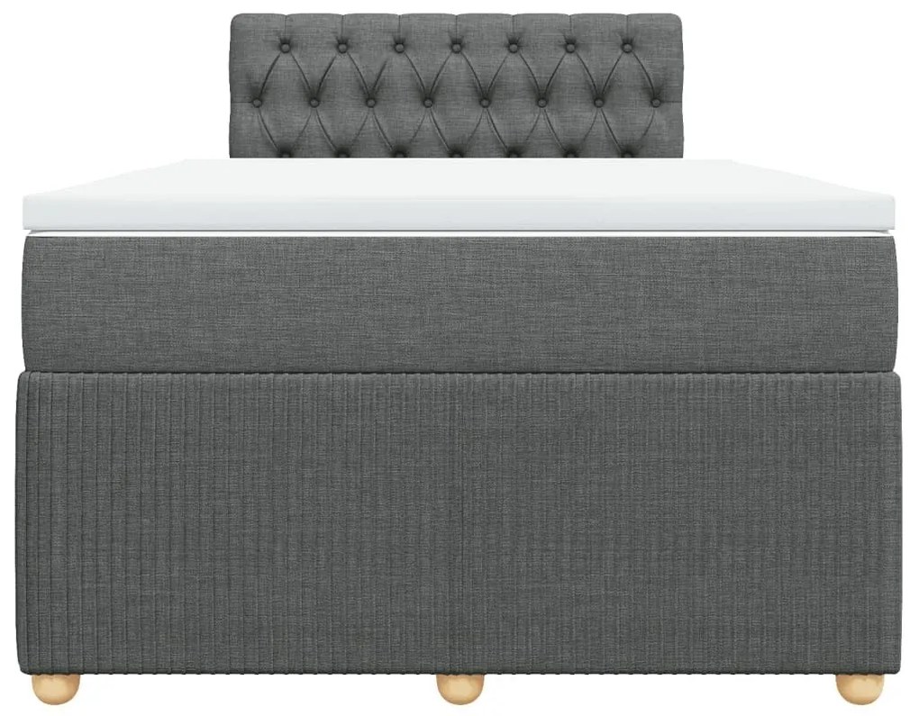 Κρεβάτι Boxspring με Στρώμα Σκούρο Γκρι 120x190 εκ Υφασμάτινο - Γκρι