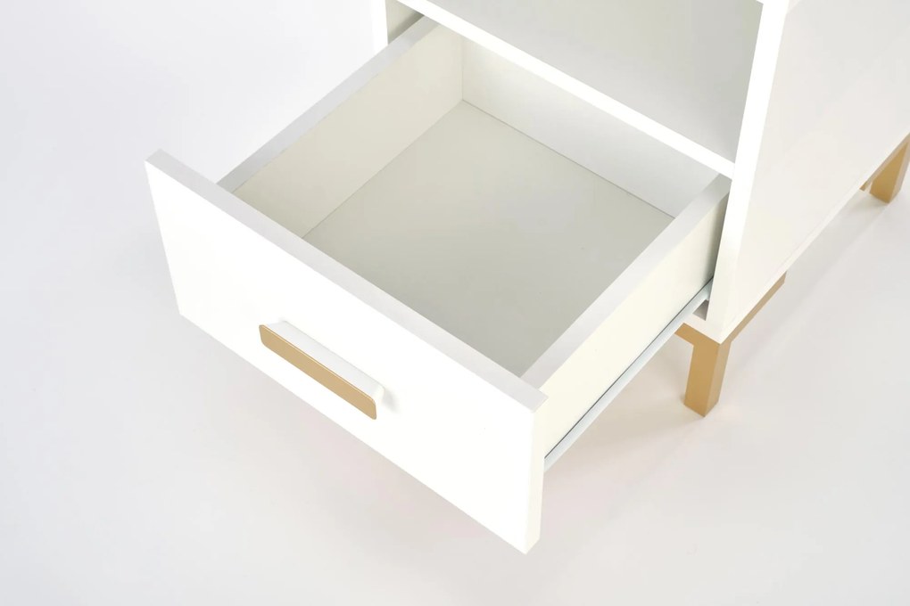 SILVIA bedside table, white - gold DIOMMI V-PL-SILVIA-SZAFKA_N-BIAŁY/ZŁOTY