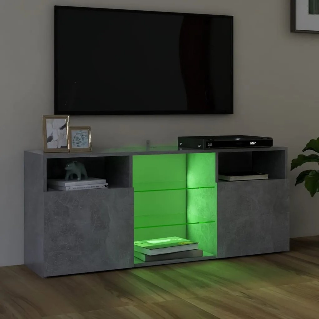 vidaXL Έπιπλο Τηλεόρασης με LED Γκρι Σκυροδέματος 120 x 30 x 50 εκ.