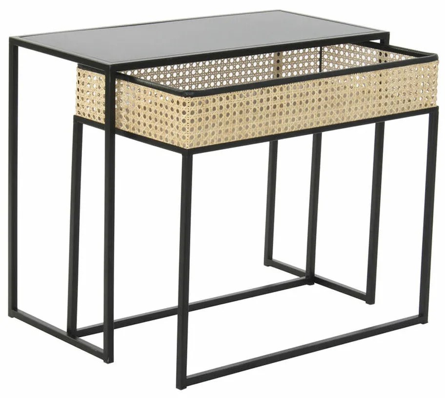 Τραπεζάκι Καφέ DKD Home Decor Μαύρο Φυσικό 60 x 30 x 50 cm