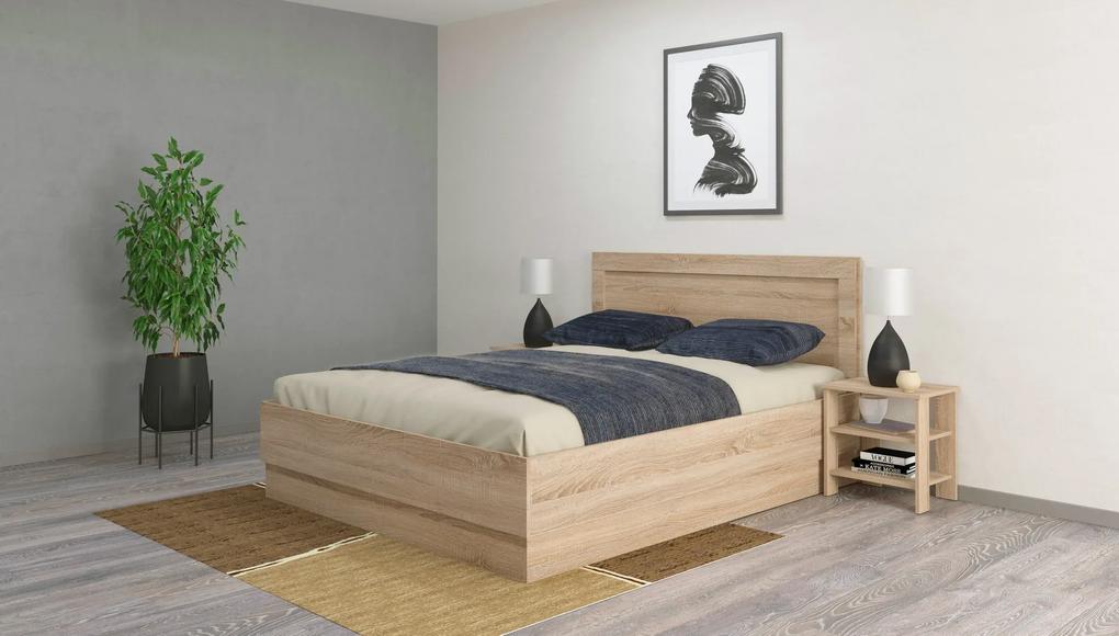 Κρεβάτι διπλό GEORGE με αποθηκευτικό χώρο, στρώμα 160x200cm Oak Sonoma 204x100x164cm+2 Κομοδίνα 45x47x35cm-GRA001