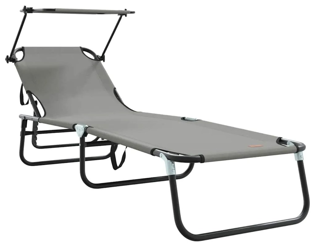 vidaXL Πτυσσόμενη ξαπλώστρα 2 pcs Γκρι 56 x 190 x 81εκ ύφασμα