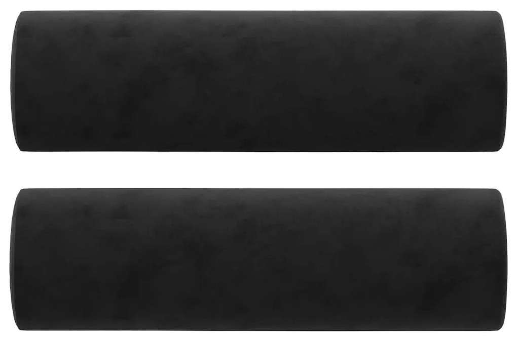 Καναπές Διθέσιος Μαύρος 140 εκ. Βελούδινος με Διακ. Μαξιλάρια - Μαύρο
