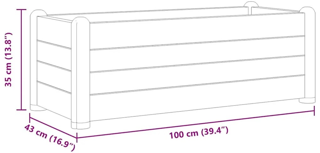 vidaXL Ζαρντινιέρα Υπερυψωμένη Λευκή 100 x 43 x 35 εκ. Πολυπροπυλένιο