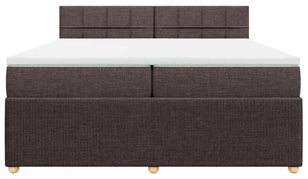 vidaXL Κρεβάτι Boxspring με Στρώμα Σκούρο Καφέ 200x200 εκ. Υφασμάτινο