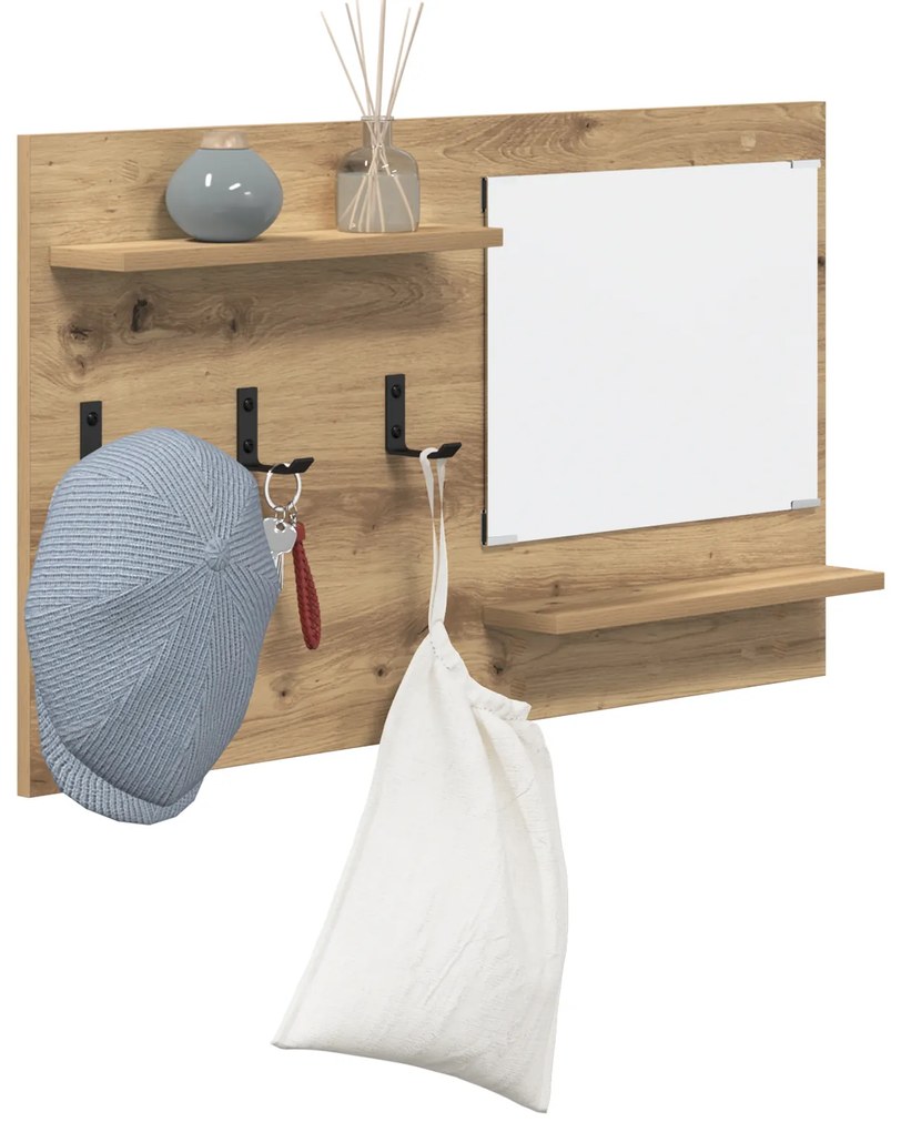 vidaXL Τοίχου Κρεμάστρα με ράφι artisan δρυς 90 x 10 x 50 εκ.