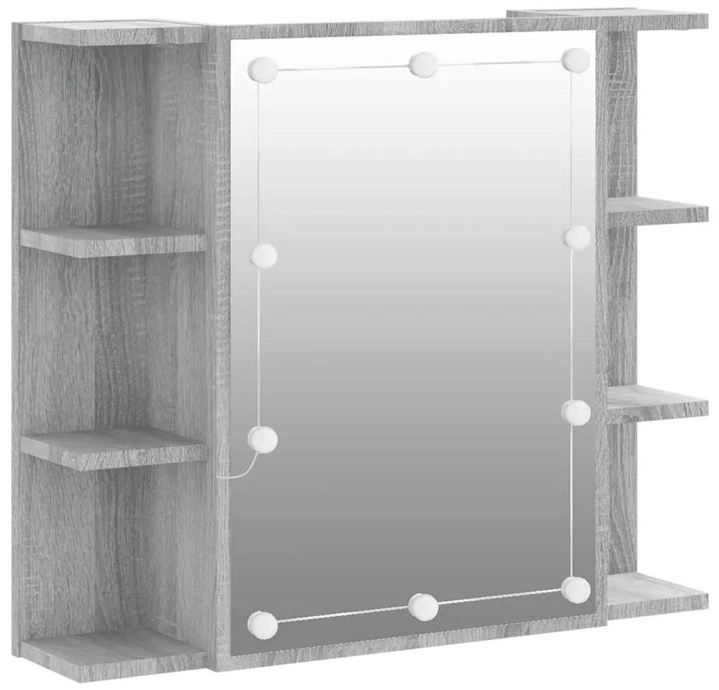 vidaXL Έπιπλο Καθρέπτη με LED Γκρι Sonoma 70x16,5x60 εκ.