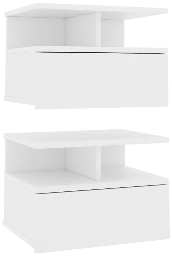 Κομοδίνα Κρεμαστά 2 τεμ. Λευκά 40 x 31 x 27 εκ. από Μοριοσανίδα - Λευκό