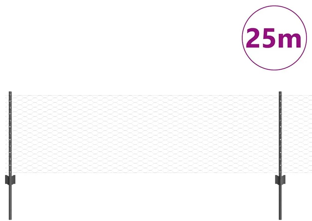 vidaXL Φράχτης με Στήλες. Γκρι 0.6 x 25 μ Ατσάλι